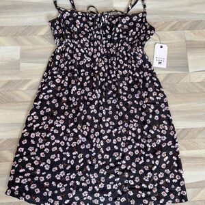 Billabong Black Smocked Sundress Sleeveless Mini